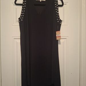 RACHEL Rachel Roy Black Sleeveless Dress with Studded Shoulders